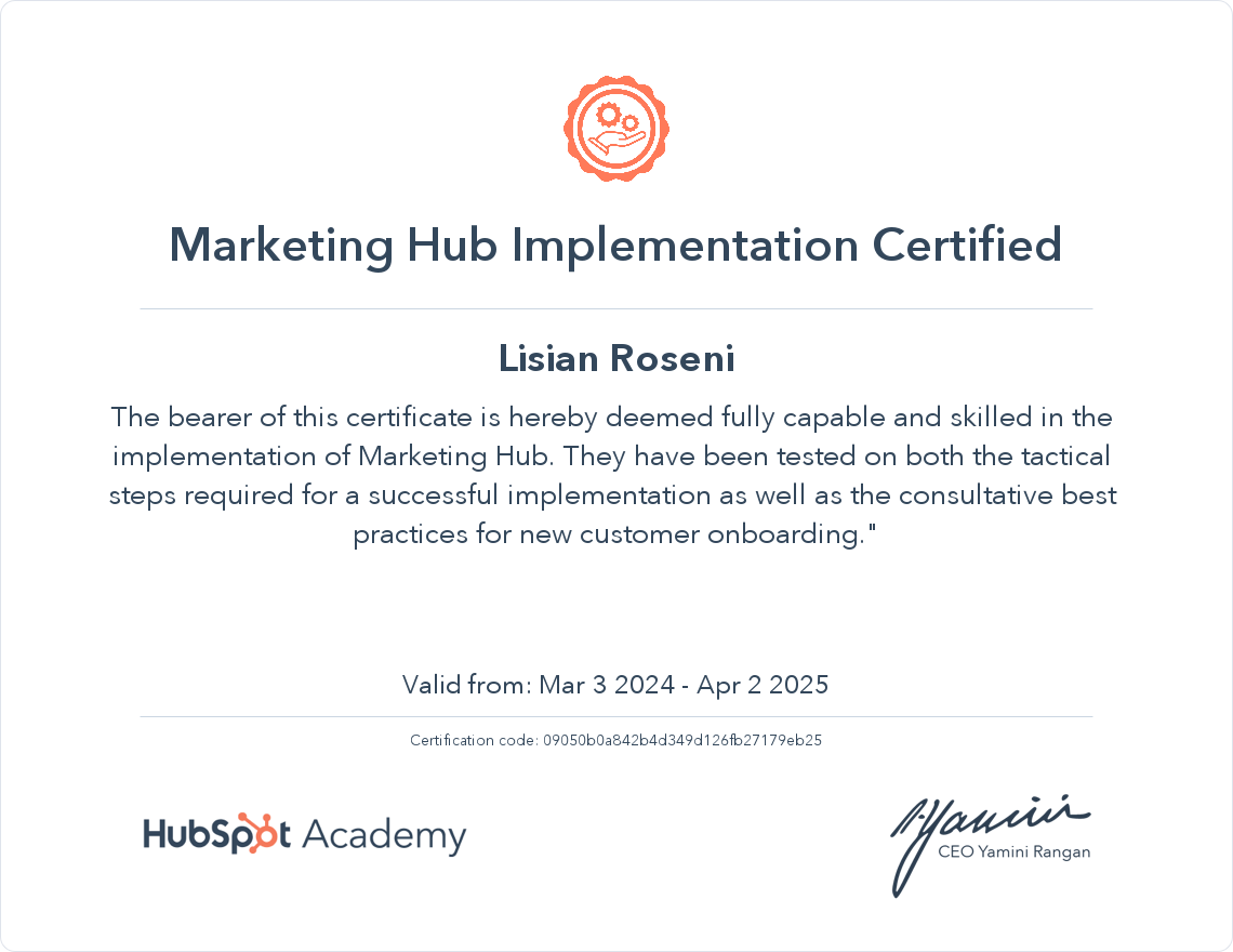 LisianR_Marketing Hub Implementation_March2024