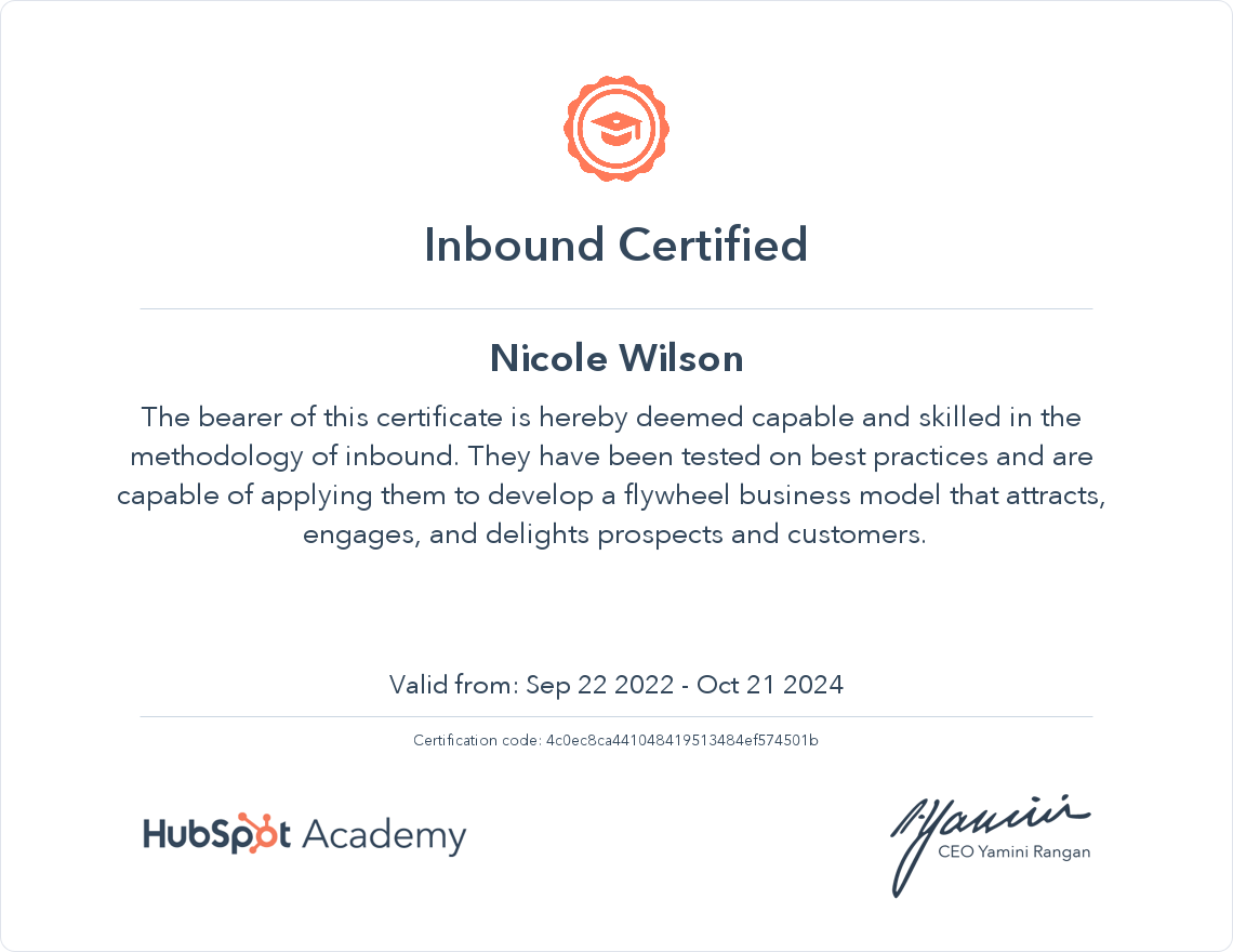 Nicole W_Inbound Certification